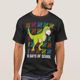 100 Days Of School Dinosaur Mask Fun Teacher Boys  T-Shirt