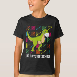 100 Days of School Dinosaur Mask Fun Teacher Boys  T-Shirt