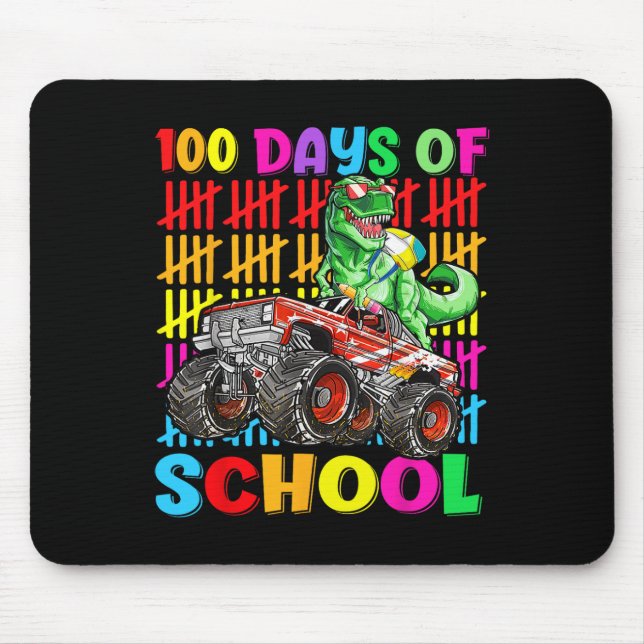 100 Days Of School Dinosaur Monster Truck 100th Da Mouse Mat (Front)