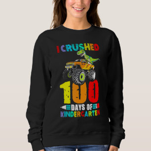 100 Days of School Dinosaur Monster Truck kinderga Sweatshirt