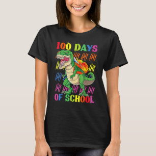 100 Days Of School Dinosaur Rex Dino Kids Boys 100 T-Shirt