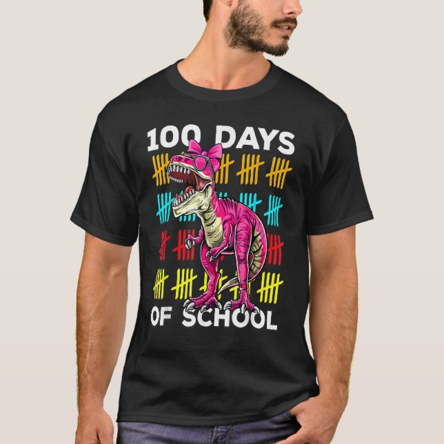 100 Days Of School Dinosaur Rex Dino Kids Boys 100 T-Shirt (Front)