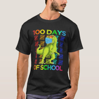 100 Days Of School Dinosaur Rex Wearing Mask Smart T-Shirt