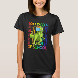 100 Days Of School Dinosaur Rex Wearing Mask Smart T-Shirt