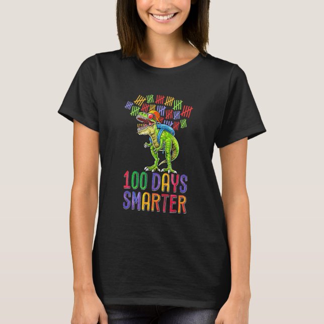 100 Days Of School Dinosaur rex Wearing Mask Smart T-Shirt (Front)