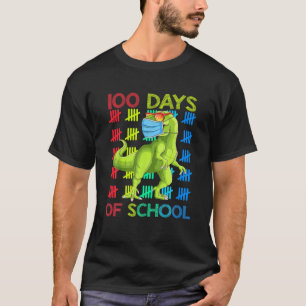 100 Days Of School Dinosaur Rex Wearing Mask Smart T-Shirt