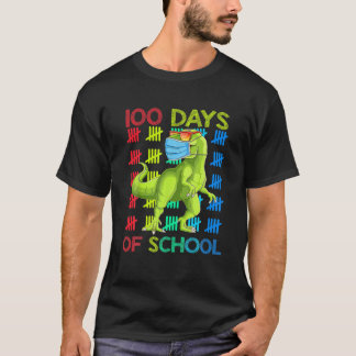 100 Days Of School Dinosaur Rex Wearing Mask Smart T-Shirt
