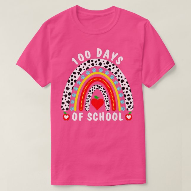 100 Days Of School Dog Lover Leopard Rainbow T-Shirt (Design Front)