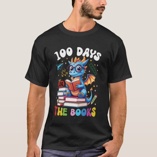 100 Days of School Dragon Reading 100th Day Boys G T-Shirt (Front)