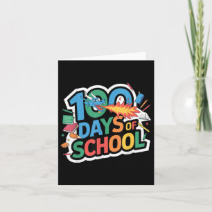 100 Days Of School Dragon Theme Kids Teacher Outfi Card