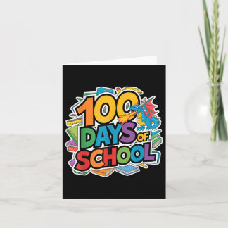 100 Days Of School Dragon Theme Kids Teacher Outfi Card