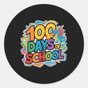 100 Days Of School Dragon Theme Kids Teacher Outfi Classic Round Sticker