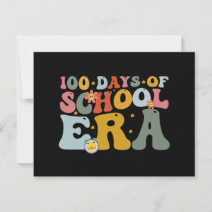 100 Days Of School Era Groovy Teacher Kids Card