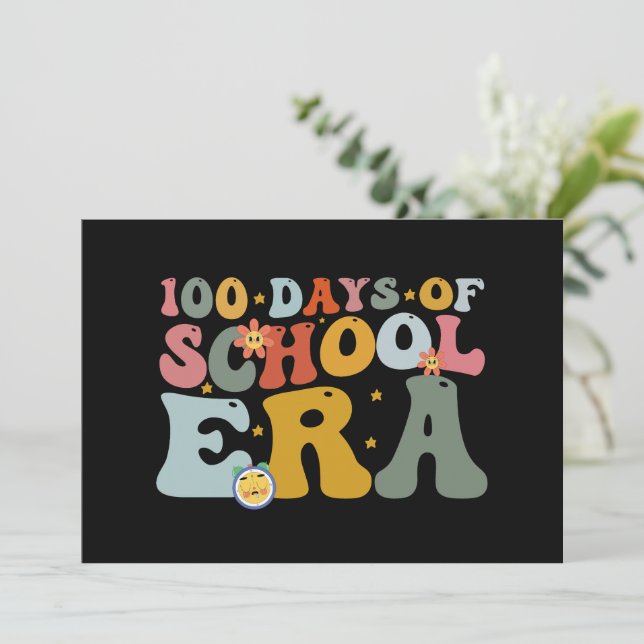  100 Days Of School Era Groovy Teacher Kids Invitation (Standing Front)