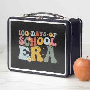  100 Days Of School Era Groovy Teacher Kids Metal Lunch Box