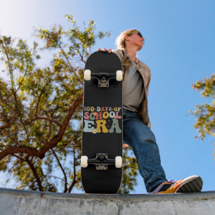  100 Days Of School Era Groovy Teacher Kids Skateboard
