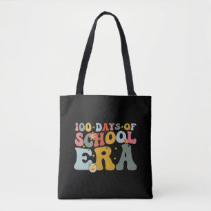  100 Days Of School Era Groovy Teacher Kids Tote Bag