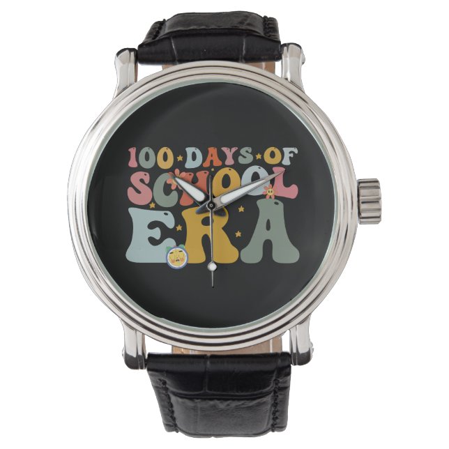  100 Days Of School Era Groovy Teacher Kids Watch (Front)