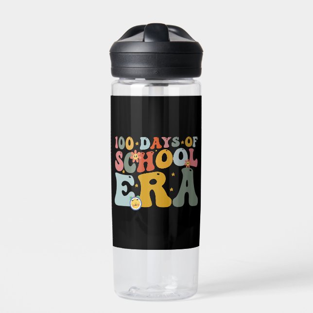  100 Days Of School Era Groovy Teacher Kids Water Bottle (Front)