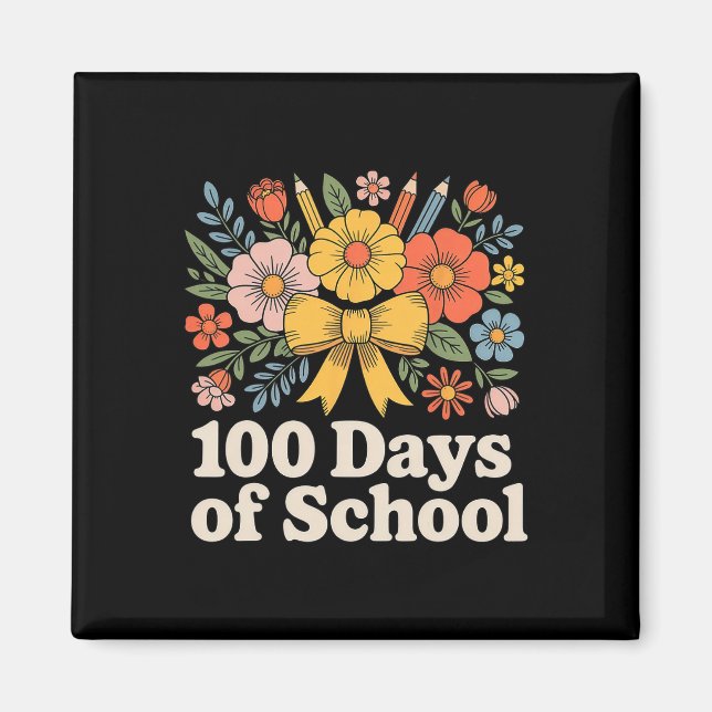 100 Days Of School Floral Clroom  Magnet (Front)