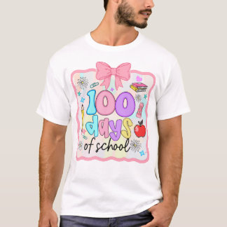 100 Days of School Floral Coquette Girls Back T-Shirt