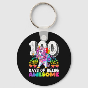 100 Days Of School Flossing Unicorn Gift For Girls Key Ring