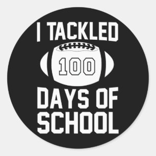 100 Days Of School Football 100th Day For Boys Kid Classic Round Sticker
