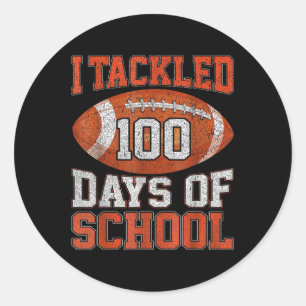 100 Days Of School Football 100th Day For Boys Kid Classic Round Sticker
