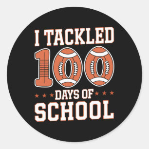 100 Days Of School Football Boys Kids Toddler 100t Classic Round Sticker