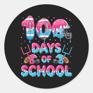 100 Days Of School Football Do Dripping Teacher Classic Round Sticker