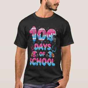 100 Days of School Football Doughnut Dripping Teac T-Shirt