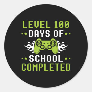 100 Days Of School for Boys Kid Gamer Gaming 100t Classic Round Sticker