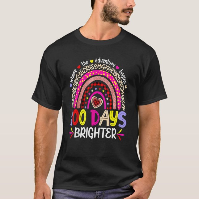 100 Days Of School For Brighter Teacher Rainbow Le T-Shirt (Front)