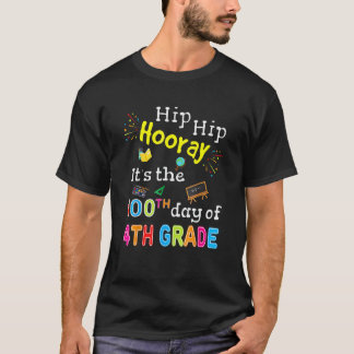 100 Days Of School For Kids Boys 4th Grade Teacher T-Shirt
