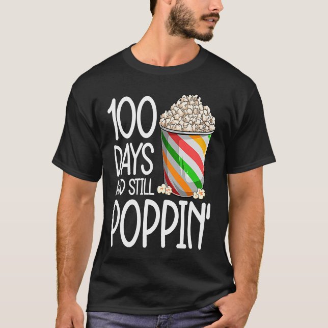 100 Days Of School  For Kids Boys Popcorn T-Shirt (Front)