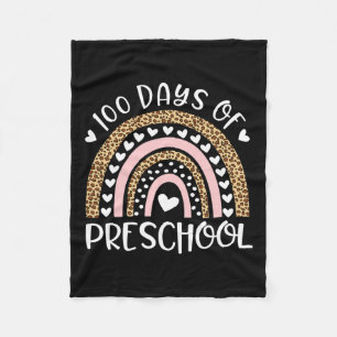 100 Days Of School For Preschool Teacher Rainbow L Fleece Blanket