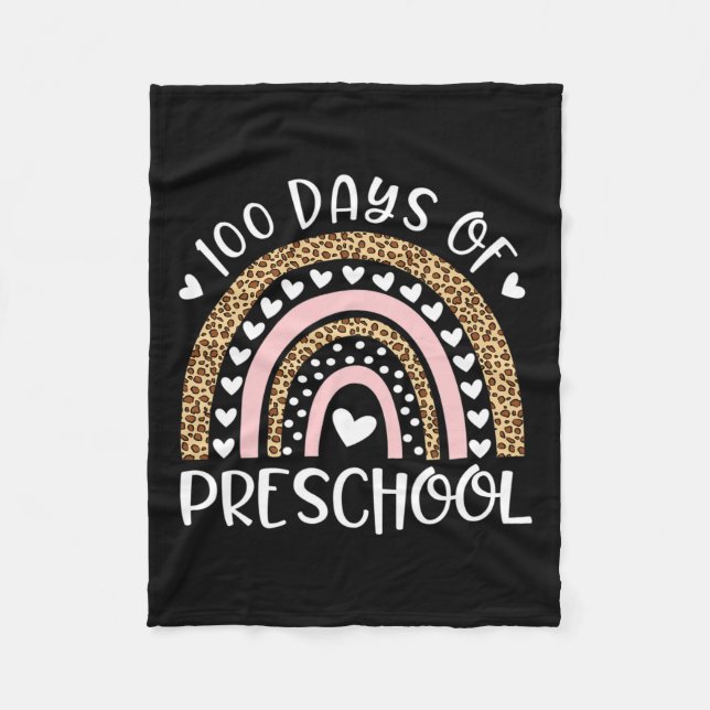 100 Days Of School For Preschool Teacher Rainbow L Fleece Blanket (Front)