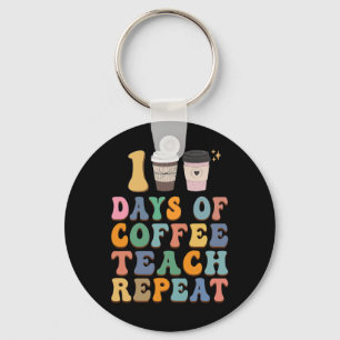 100 Days Of School For Teacher Coffee Lover Key Ring