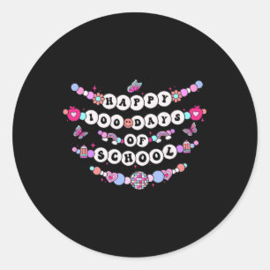 100 Days Of School Friendship Bracelet Teacher App Classic Round Sticker