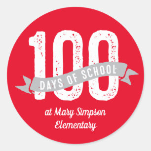 100 days of school fun customised classic round sticker