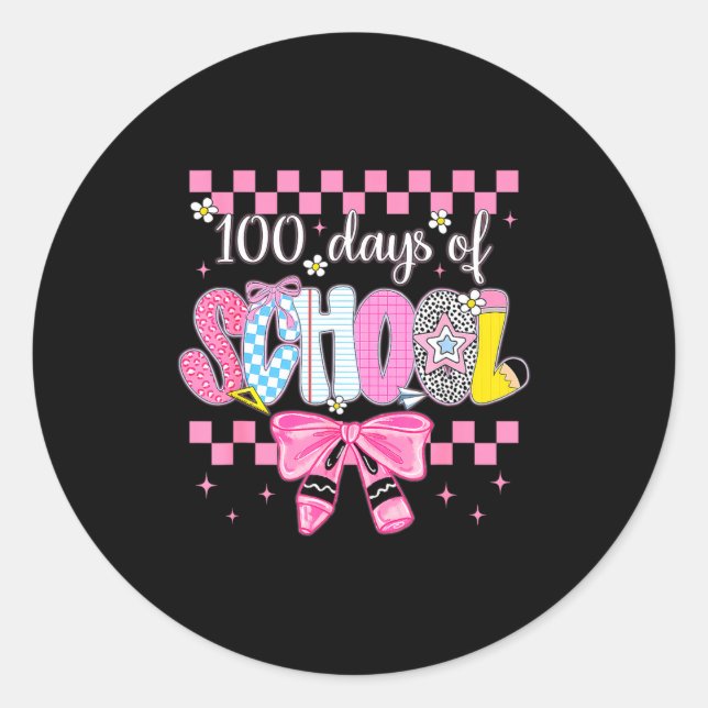 100 Days Of School Fun Milestone Clroom Kids  Classic Round Sticker (Front)