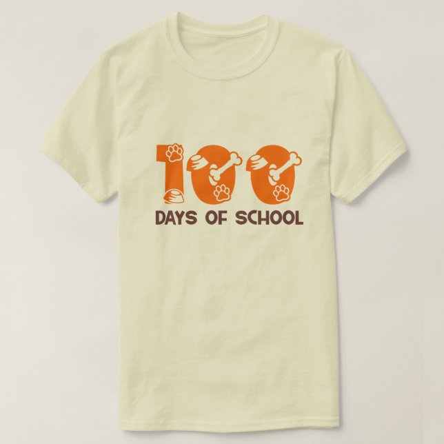 100 Days of School Funny Dog Bones T-Shirt (Design Front)