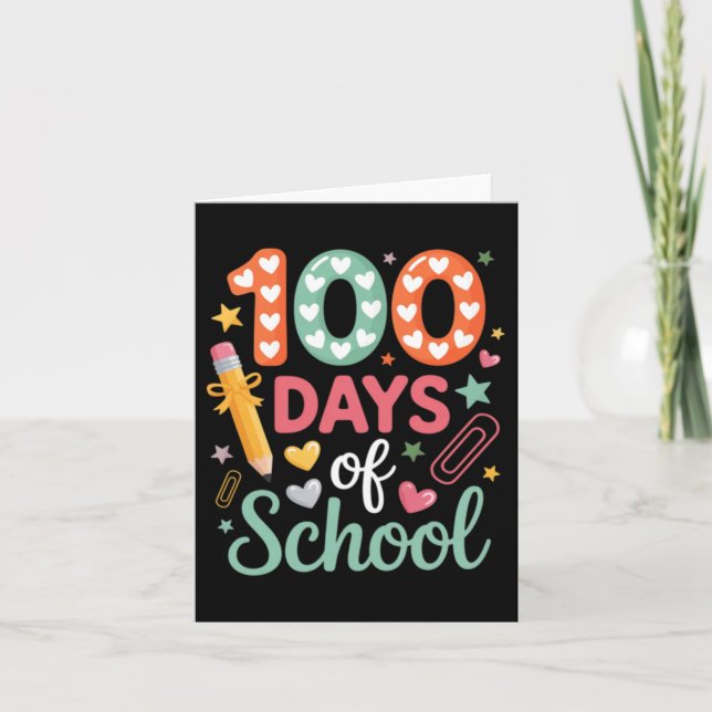 100 Days Of School Funny Retro Chequered Circle Card (Front)