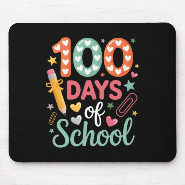 100 Days Of School Funny Retro Chequered Circle Mouse Mat (Front)