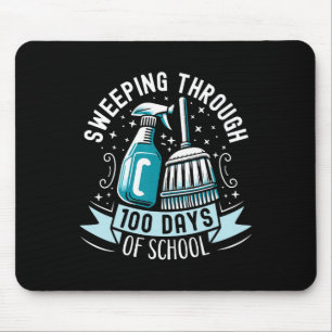 100 Days Of School Funny School Custodian Janitor Mouse Mat