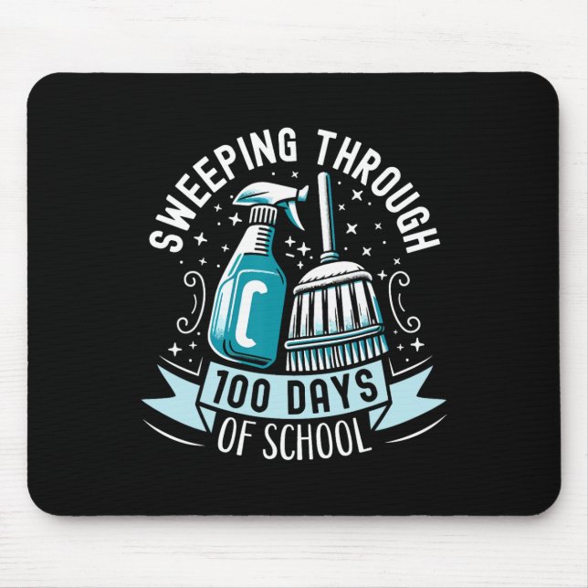 100 Days Of School Funny School Custodian Janitor  Mouse Mat (Front)