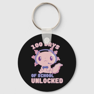 100 Days Of School Gamer Axolotl 100th Day Of Scho Key Ring