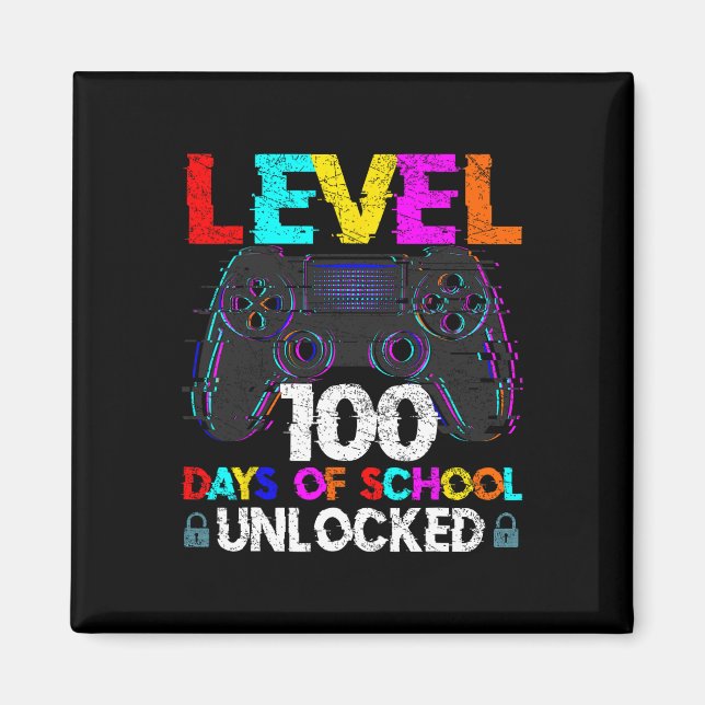 100 Days Of School Gamer Boy Level 100 Unlocked Ga Magnet (Front)