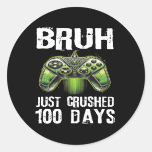 100 Days Of School Gamer Bruh Boys Kids Video Game Classic Round Sticker