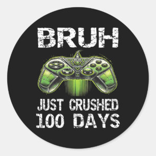 100 Days Of School Gamer Bruh Boys Kids Video Game Classic Round Sticker
